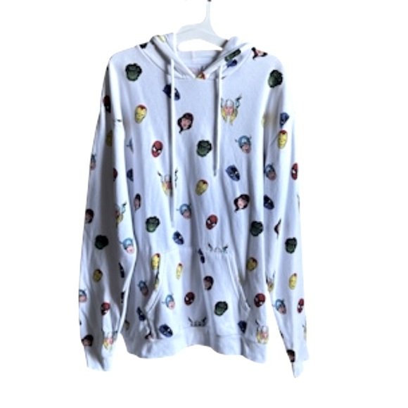 Marvel Avengers Heads All Over Print Comics Superheroes Hoodie Mens Medium - Picture 7 of 7